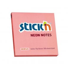 Karteczki samoprzylepne neonowe różowe 76x76 mm Stick'n Hopax 21166