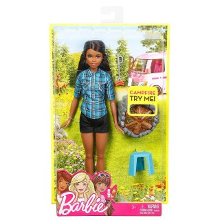 Barbie® Lalka brunetka na biwaku, Mattel FDB43 FDB45 