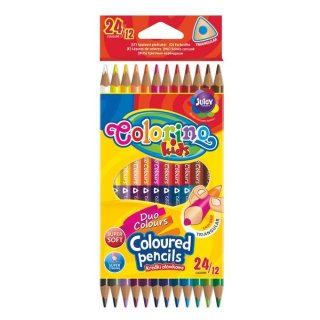 Kredki ołówkowe dwustronne Easy Grip 12 sztuk 24 kolory Colorino Kids, Patio 33046PTR