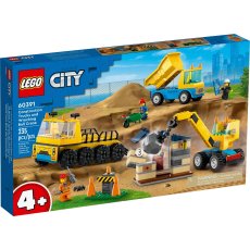 LEGO City 4+ 60391 Ciężarówki i dźwig z kulą wyburzeniową