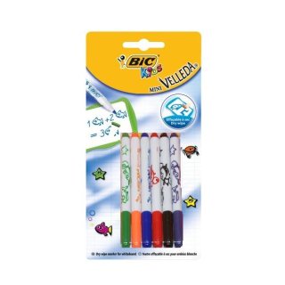 Mini markery do tablic suchościeralnych Mini Velleda 6 kolorów BIC Kids 8413871
