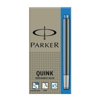 Naboje atramentowe długie Quink niebieskie zmywalne 5 szt. Parker S0116210