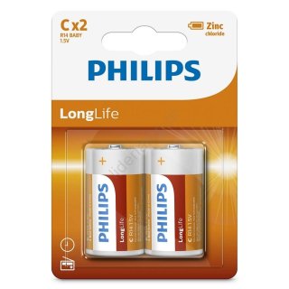 Philips bateria cynkowo-węglowa LongLife 1,5V C R14 Baby