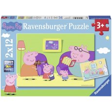 Puzzle 2x12 elementów Ravensburger 075966 Świnka Peppa W domu