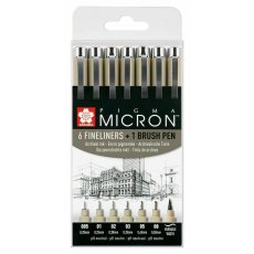 Zestaw 6 Cienkopisów Sakura Pigma MICRON pisaki precyzyjne Czarne     brush pen