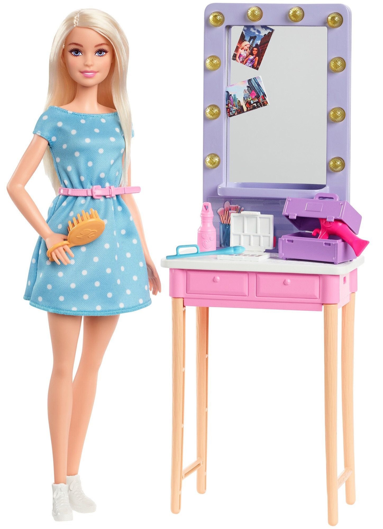Barbie Big City Big Dreams Lalka Malibu z toaletką Mattel GYG38 GYG39