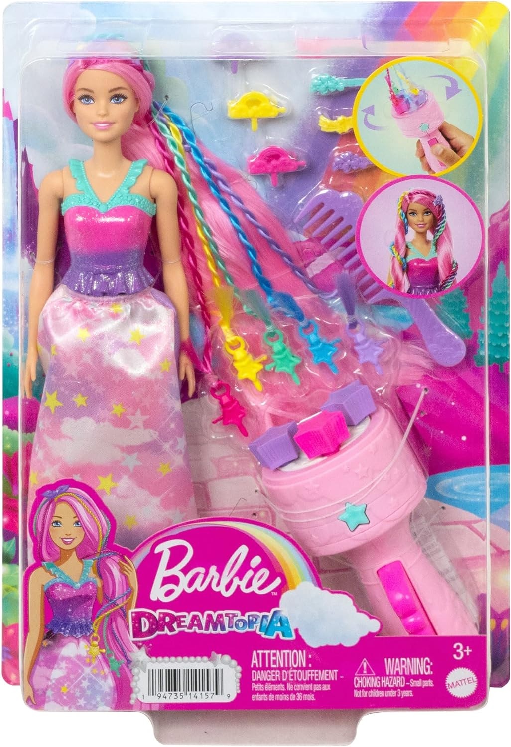 Barbie Dreamtopia Lalka Księżniczka Zakręcone pasemka + akcesoria Mattel HNJ06
