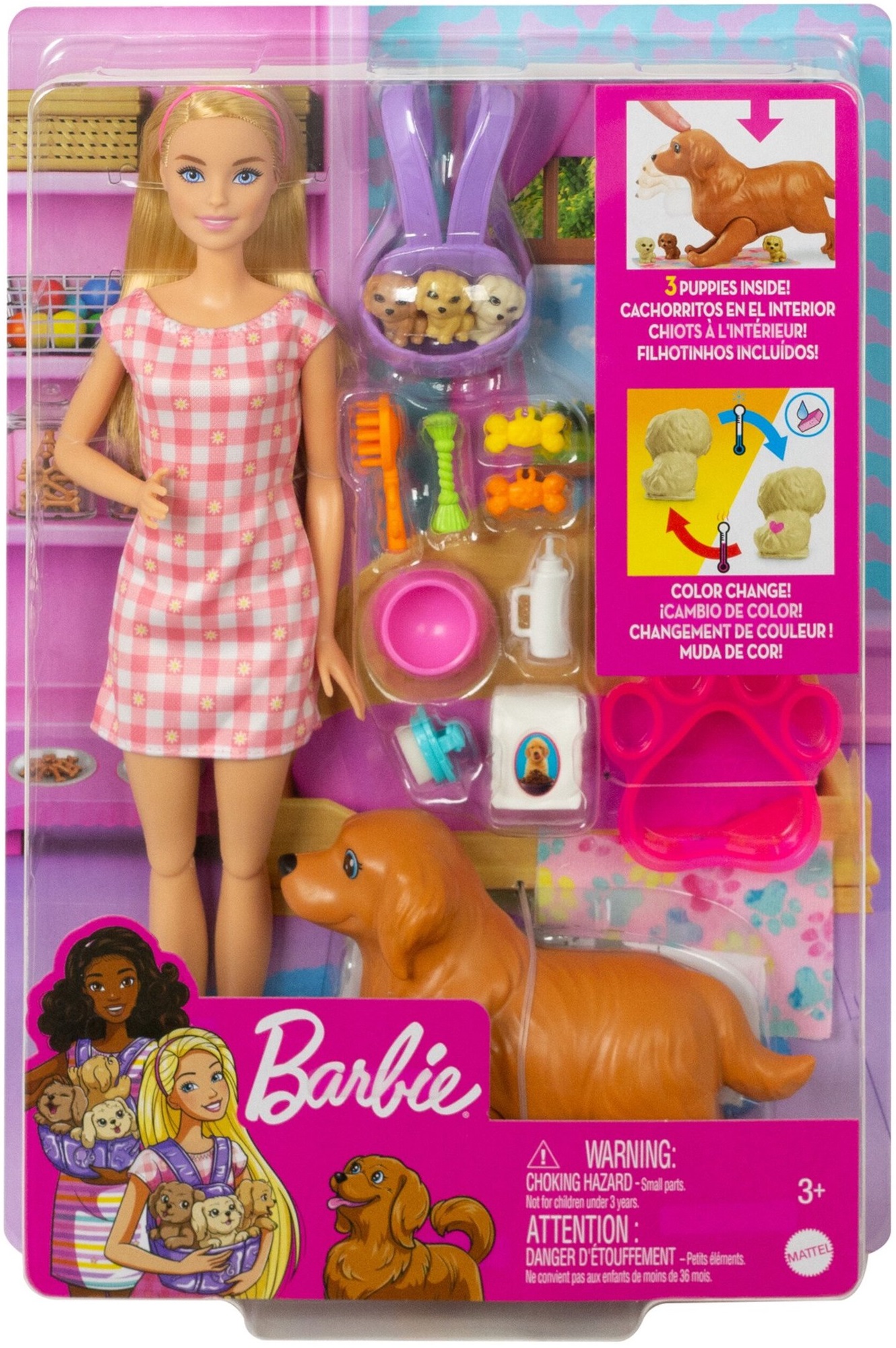 Barbie Lalka z akcesoriami Narodziny piesków HCK74 HCK75