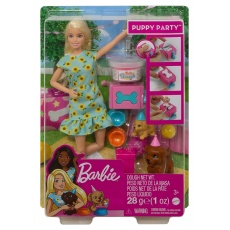 Barbie Lalka z akcesoriami Przyjęcie dla szczeniaczków Mattel GXV74 GXV75 