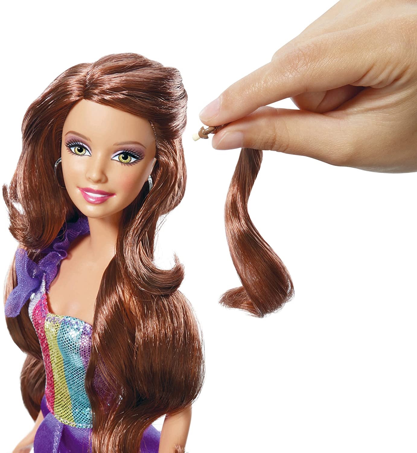 Barbie Lalka ze skracanymi włosami Brunetka Mattel W3909 W3911