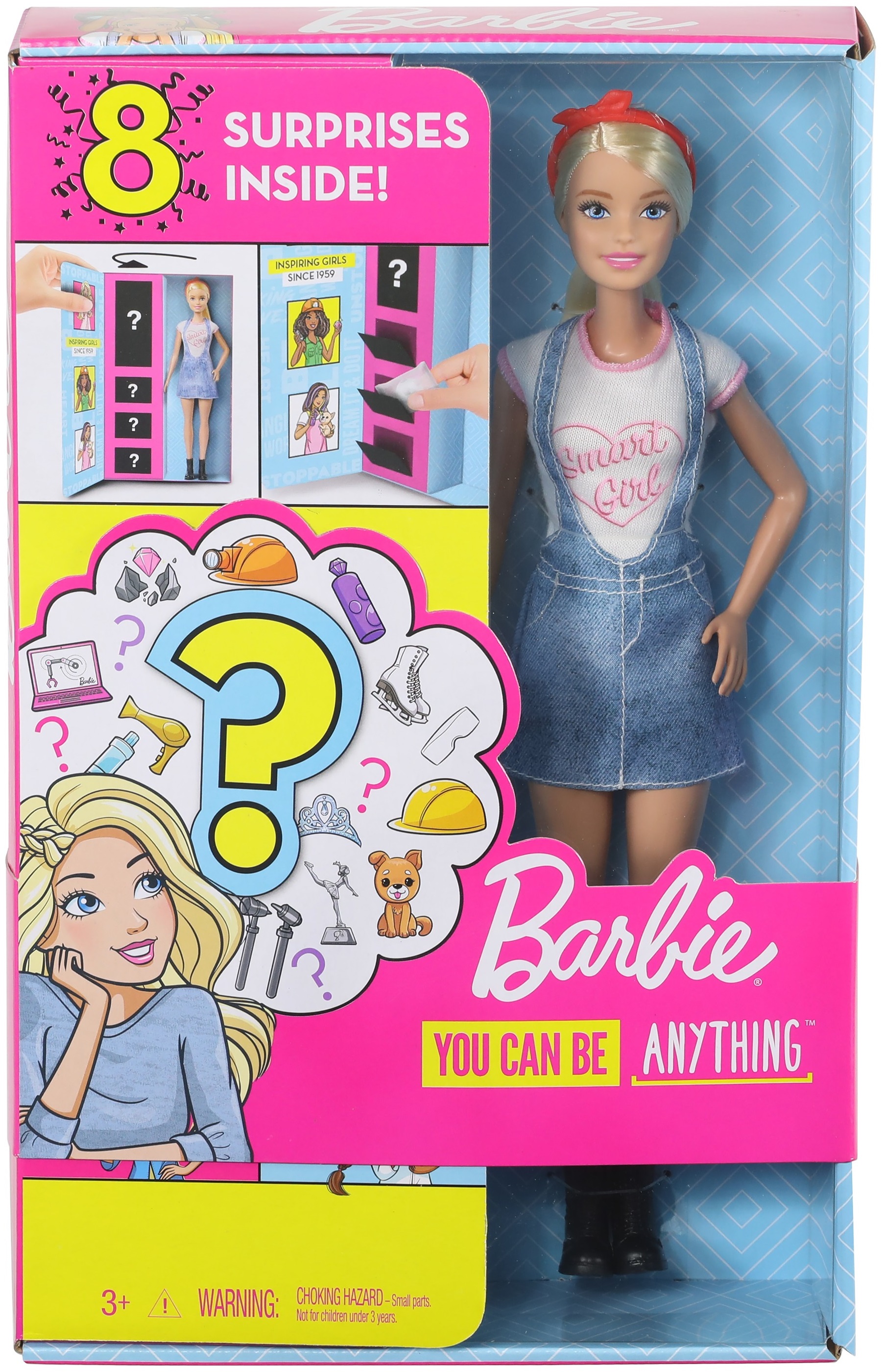 Barbie Surprise Lalka blondynka Niespodzianka z ubrankami i akcesoriami Kariera Mattel GLH62