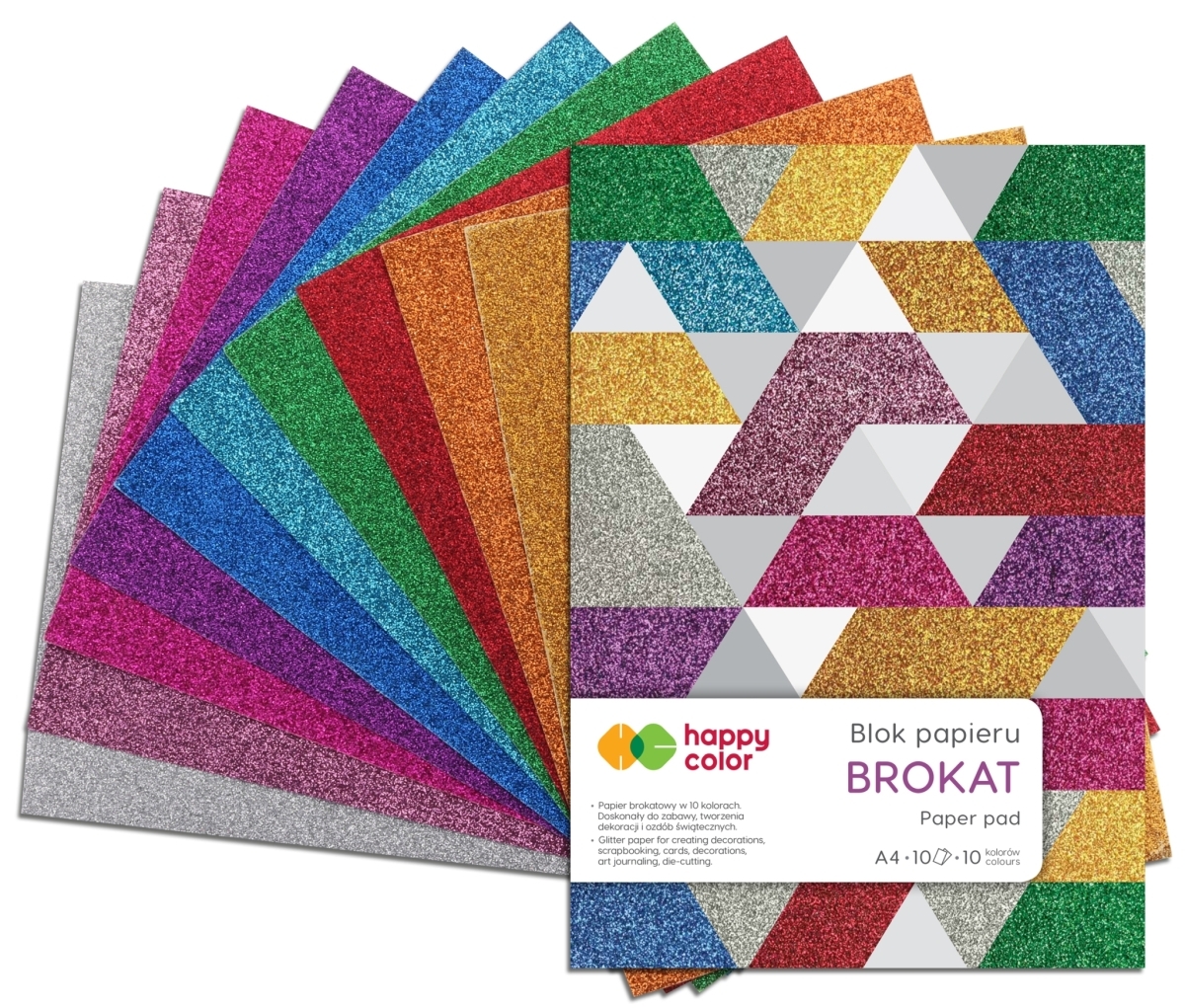Blok A4 - papier brokatowy 10 kolorów