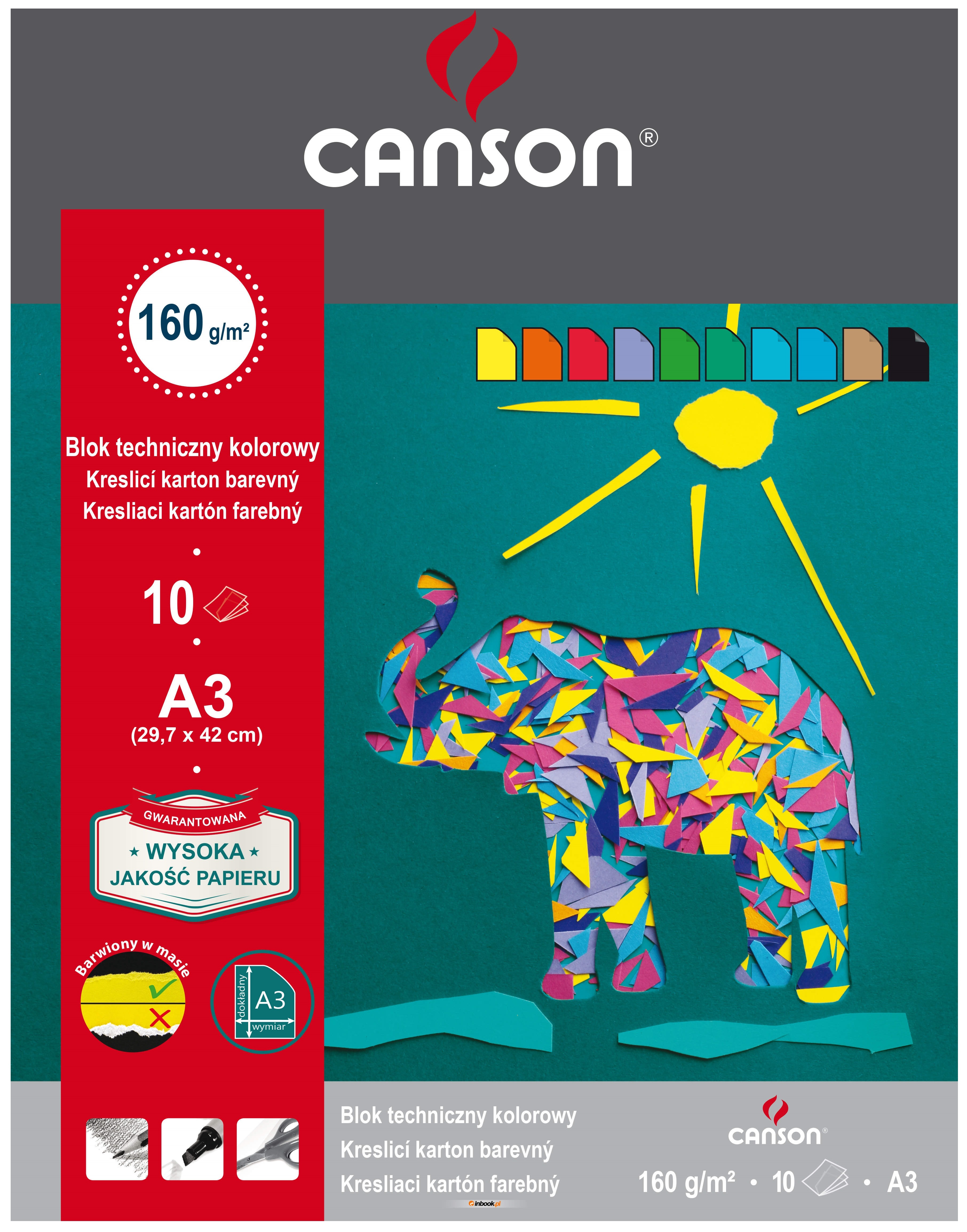 Blok techniczny A3 kolorowy 10 kartek Canson® 075230