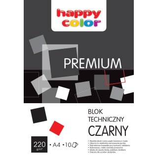 Blok techniczny Premium A4 czarny 10 kartek 220 g Happy Color
