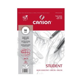 Blok szkicowy A5 biały 50 kartek na spirali Canson Student Szkicownik