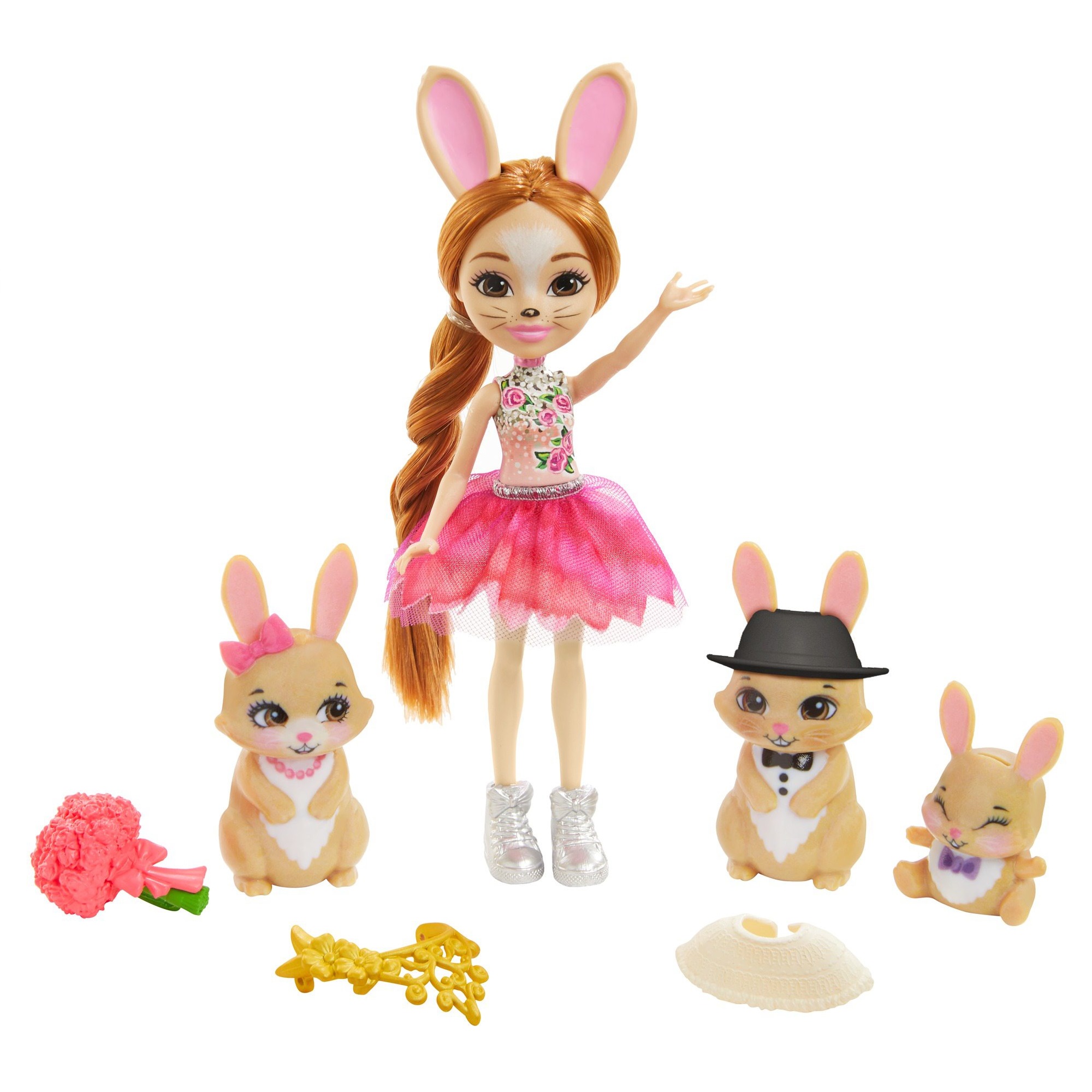 Enchantimals Lalka Brystal Bunny i trzy króliki Mattel GJX43 GYJ08