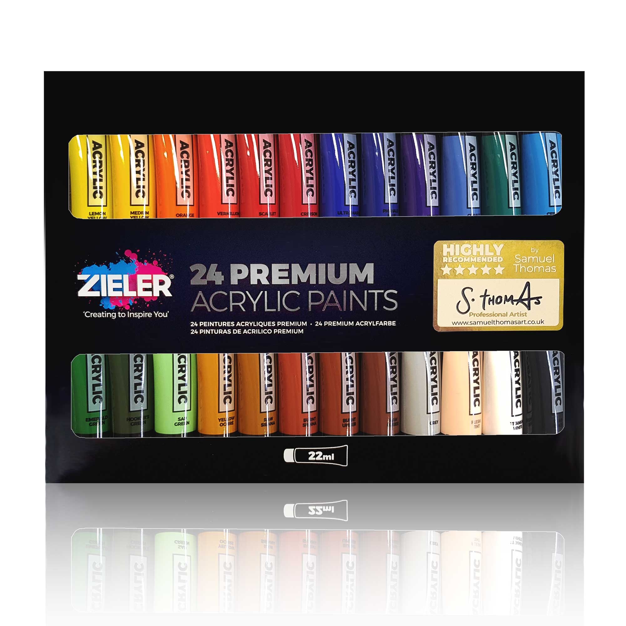 Farby akrylowe 24 kolory Premium Acrylic Paints Zieler 07290014