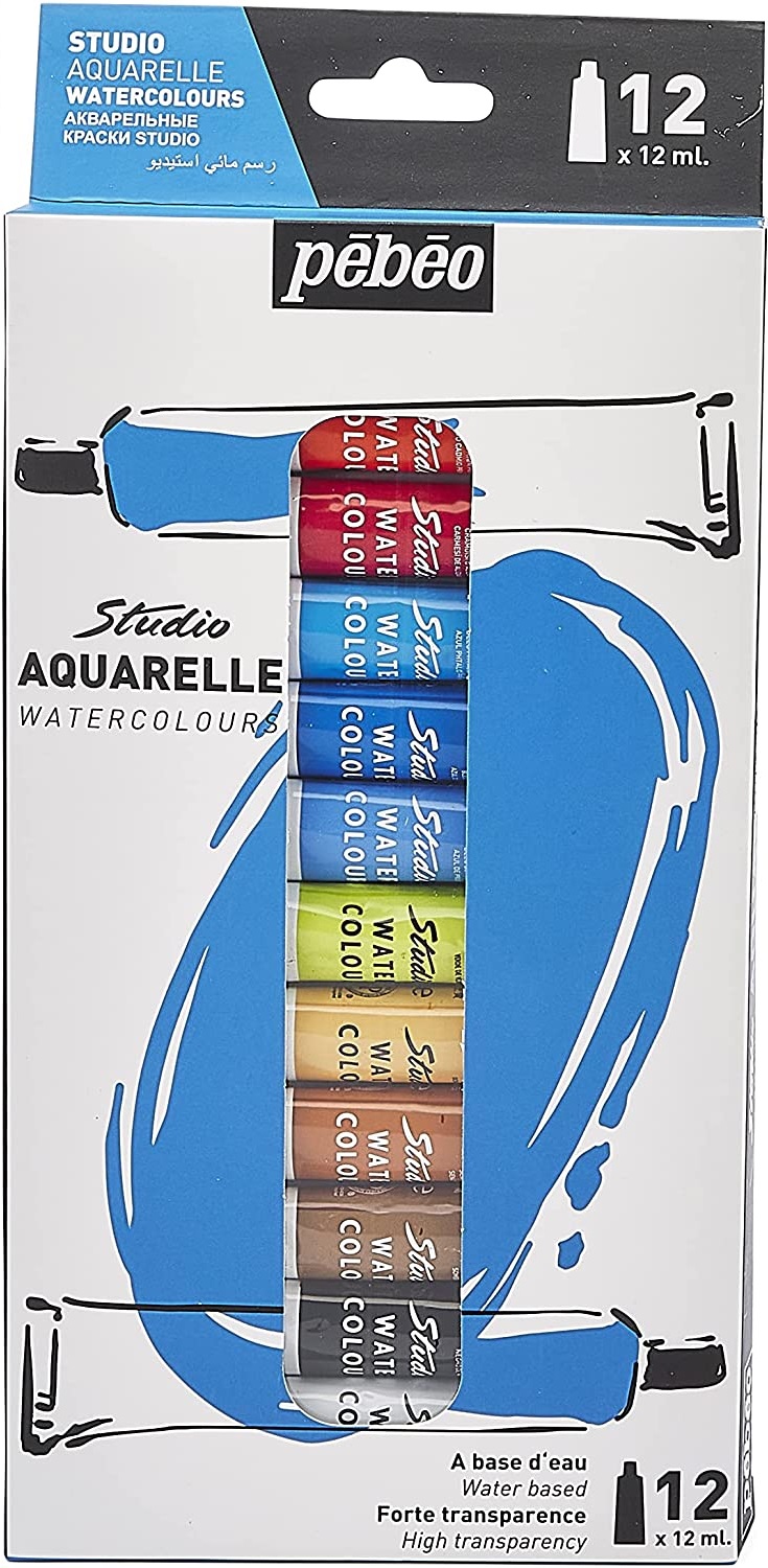 Farby akwarelowe w tubkach 12 kolorów Pebeo Studio Watercolours Aquarelle 668900