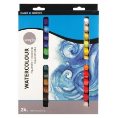 Farby akwarelowe w tubkach 24 kolory Daler-Rowney Simply Watercolour Aquarelle 134500124