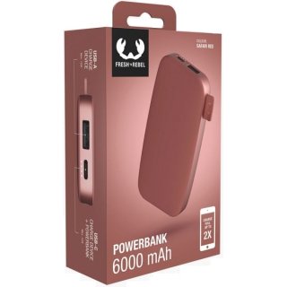 Fresh n' Rebel Powerbank 6000 mAh USB-C Fast Charging Hama 215328 Safari Red