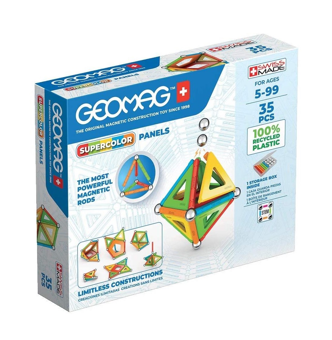 Geomag™ Supercolor Panels Recycled G377 Klocki magnetyczne 35 elementów 132217