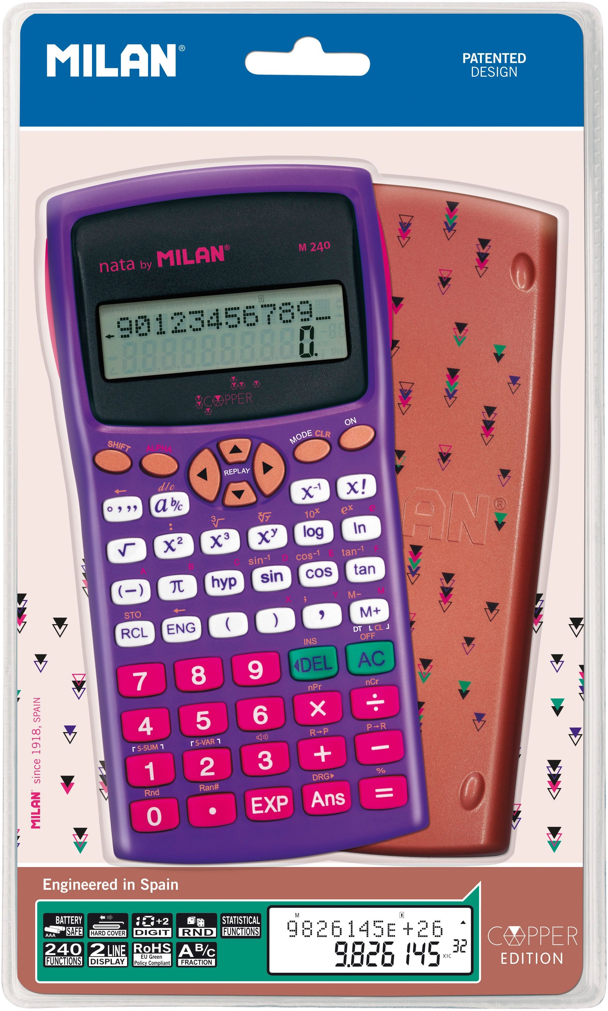 Kalkulator naukowy 240 funkcji Copper Milan M240 159110CPBL