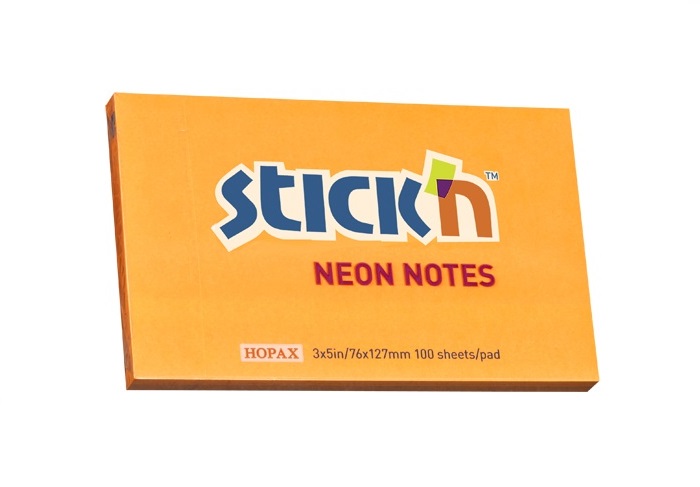 Karteczki samoprzylepne pomarańczowe neonowe 127x76 mm stick\'n Hopax 21168