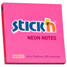 Karteczki samoprzylepne różowe neonowe 76x76 mm stick'n Hopax 21165