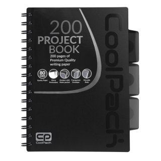Kołonotes CoolPack A5 w kratkę 100 kartek PP Patio 94122CP, kołozeszyt, project book czarny