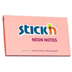 Karteczki samoprzylepne neonowe różowe 76x127 mm 100 kartek Stick'n Hopax 21170