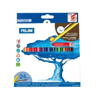 Kredki akwarelowe trójkątne 24 kolory Milan® 0742324