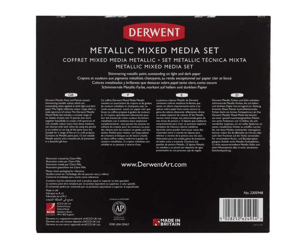 Kredki i farby Metallic Mixed Media Set Derwent 2305948