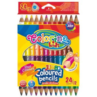 Kredki ołówkowe dwukolorowe trójkątne Jumbo Colorino Kids 12/24 kolory, Patio 51880PTR