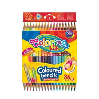 Kredki ołówkowe dwukolorowe trójkątne Colorino Kids 18/36 kolorów Patio 68512PTR