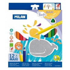 Kredki trójkątne woskowe Maxi Super Soft 12 kolorów Milan 0792612