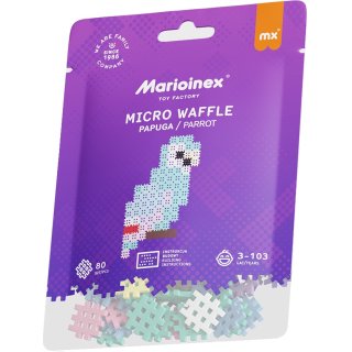 Miękkie klocki Micro Wafle 80 sztuk Zestaw Papuga Marioinex Waffle 905883