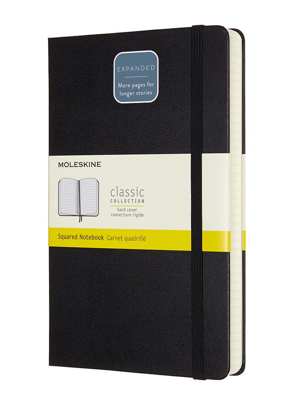 Moleskine Classic Expanded Notes L w kratkę twarda oprawa czarny 400 stron