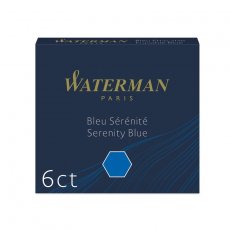 Naboje atramentowe długie Standard 8 sztuk niebieskie zmywalne, Waterman, Serenity Blue