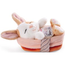 NICI 48707 Maskotka Śpiący króliczek karmelowy w kropki 12 cm w koszyczku
