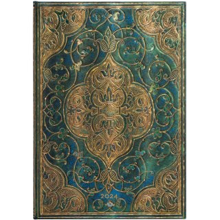 Paperblanks Kalendarz 2024 Grande Week-at-a-Time Vertical Turquoise Chronicles