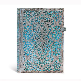 Paperblanks Notes w linie midi Silver Filigree Collection Maya Blue