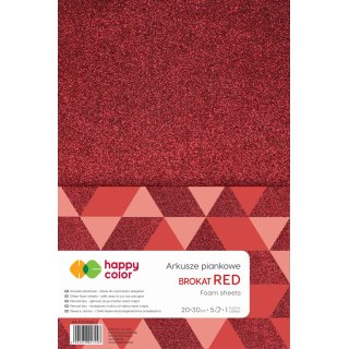 Pianka dekoracyjna kreatywna 5 arkuszy brokatowe czerwone Happy Color arkusze piankowe