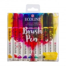 Pisaki pędzelkowe Ecoline Brush Pen Handletterin 9 kolorów + blender Royal Talens 11509800