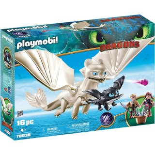 Playmobil 70038 DreamWorks Dragons Biała Furia z małym smokiem i dziećmi