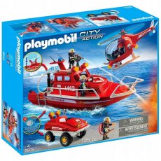 Playmobil City Action 9503 Straż Pożarna Łódź straży pożarnej, amfibia i helikopter