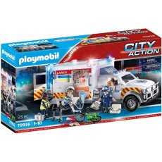 Playmobil City Life 70936 Ambulans pogotowia ratunkowego US Karetka ze światłem i dźwiękiem