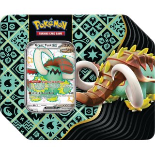 Pokemon TCG Paldean Fates Tin 5 Booster Zestaw kolekcjonerski karty 85624 Great Tusk