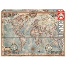 Puzzle 1500 elementów Educa G3 16005 Polityczna mapa świata