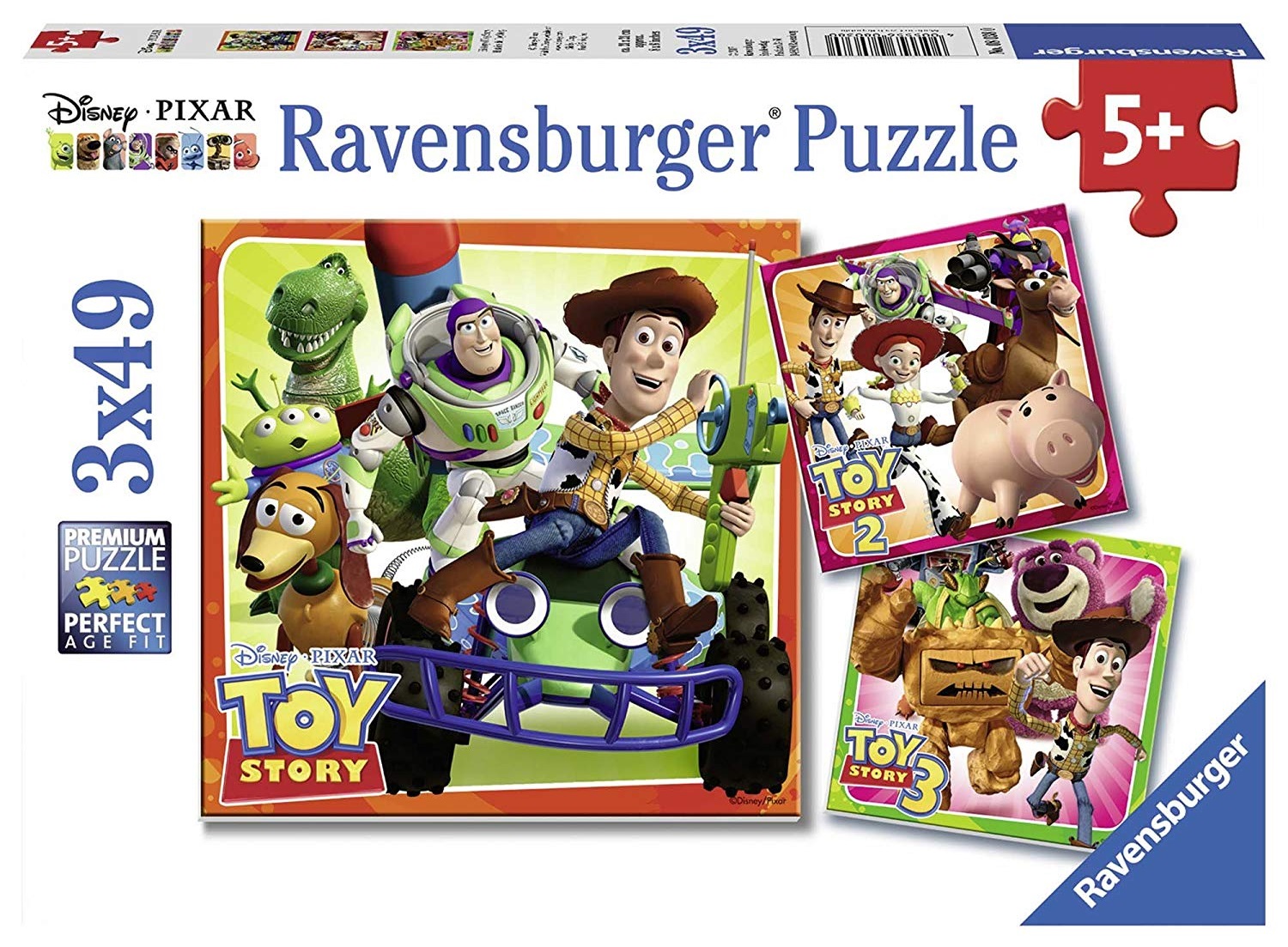Puzzle 3x49 elementów Ravensburger 080380 Toy Story Historia