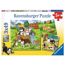 Puzzle 3x49 elementów Ravensburger 080021 Pieski i kotki